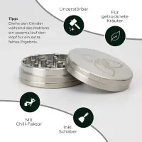 HIZEN Vaporizers Grinder Edelstahl 2-teilig, 63mm glänzend