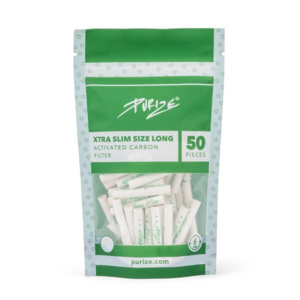 Purize Aktivkohlefilter XTRA Slim Size Long 6mm, 50Stk. Weiß