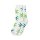 Socken I - We Love 36-42 lang weiß mit hell/dunkel grünen Blättern