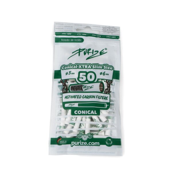 Purize Aktivkohlefilter XTRA Slim Size Conical 50 Stk. Beutel Weiß