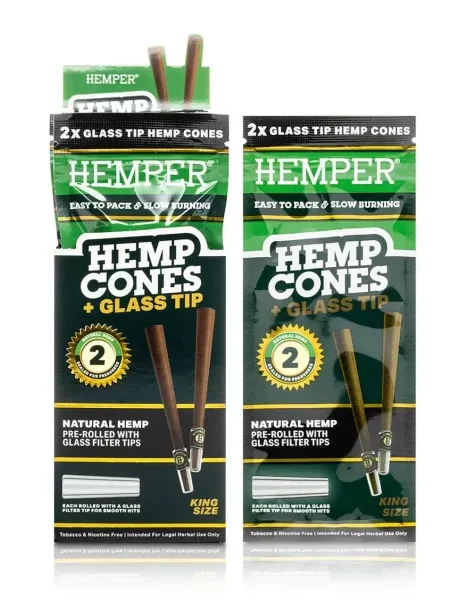 Hemper King Size Cones mit Glass Tip, 2Stk - Natural