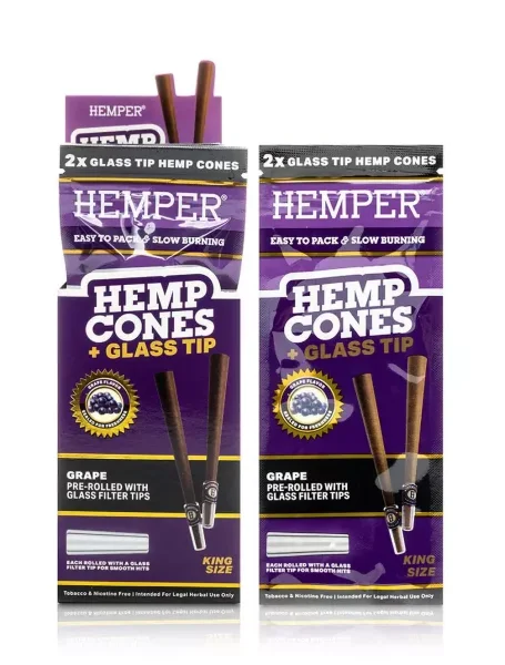 Hemper King Size Cones mit Glass Tip, 2Stk - Grape
