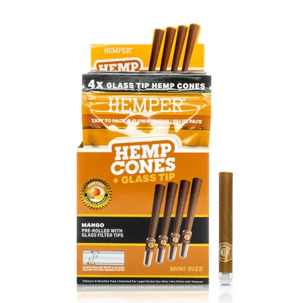 Hemper Cones Mini Size mit Glass Tip, 4Stk - Mango