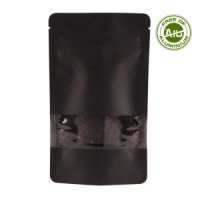 Standbodenbeutel Kraft m. Sichtfenster schwarz...