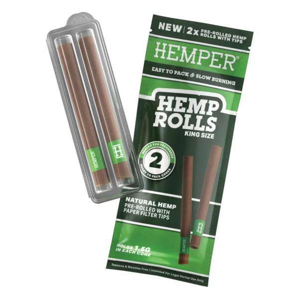 Hemper King Size Pre-Rolled mit Glass Filter Tips, 2 Stk – Natural