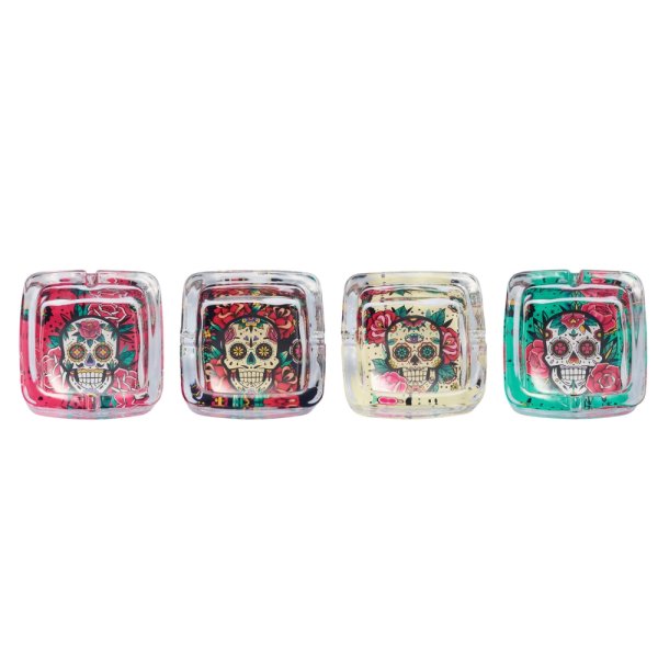 Champ High Aschenbecher Glas Colorful Skull