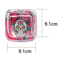 Champ High Aschenbecher Glas Colorful Skull