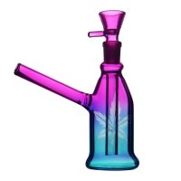 Bong Glas Leaf Blau/Lila 16cm