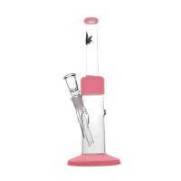 Bong Glas Tube Leaf Pink 31cm