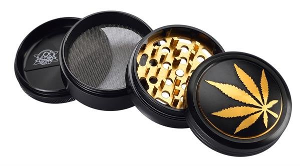 Champ High Grinder Leaf Aluminium Schwarz 63mm