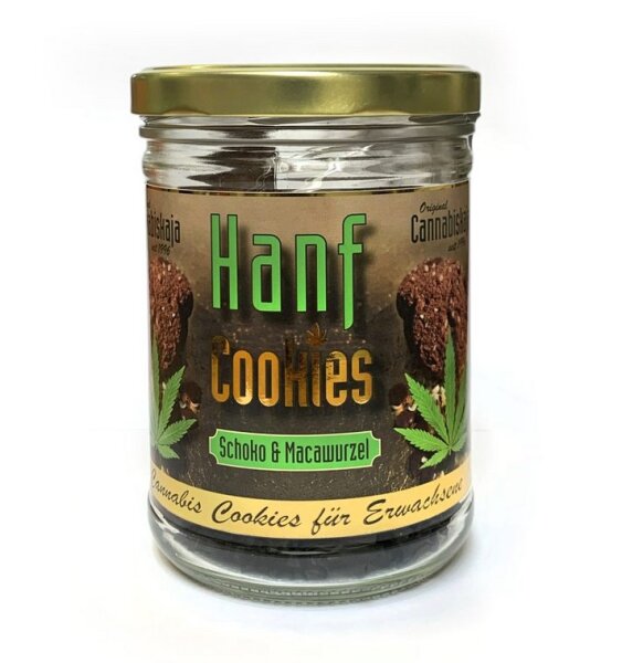 Cannabiskaja Hanf Cookies Schoko & Macawurzel im Glas, 150g