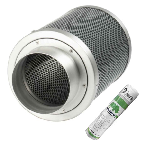 Aktivkohlefilter 125mm x 300mm | Rhino Hobby 350 | 125mm Flansch | 300 - 425 m³/h