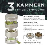 HIZEN Vaporizers Grinder Edelstahl 4-teilig, 50mm matt