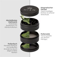 HIZEN Keramik Grinder 4-teilig, Ø 63mm Schwarz