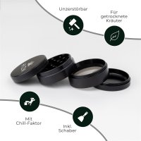 HIZEN Keramik Grinder Schwarz Ø 63mm, 4-teilig